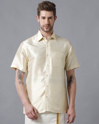 Khoday Williams Men Solid Casual Cream Shirt