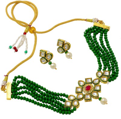 Jewar Mandi Brass Gold-plated White, Green Jewellery Set(Pack of 1)