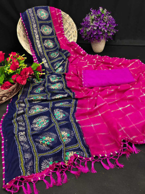 Kanooda Prints Printed Bandhani Georgette Saree(Multicolor)