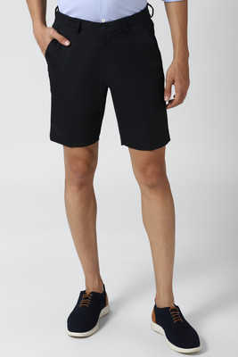 PETER ENGLAND Solid Men Black Regular Shorts