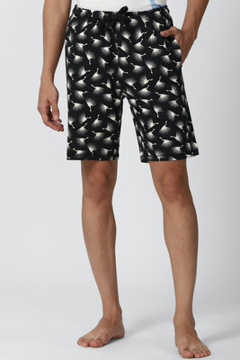 PETER ENGLAND Printed Men Black Regular Shorts