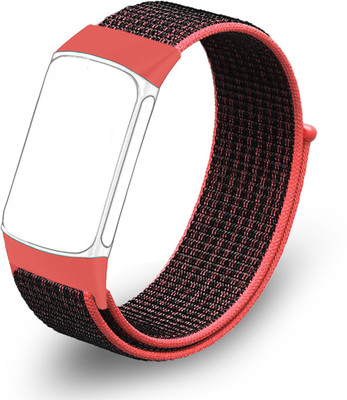 CellFAther Nylon Watch Band Strap Compatible with Fitbit Charge 5, Not for other models (Red Black) Smart Watch Strap(Red, Black)