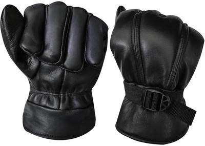 AutoKraftZ Unisex Protective Warm Hand Riding, Cycling, Bike Motorcycle Gloves Leather Type 1 Riding Gloves(Black)