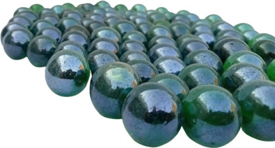 Jiyansh Traders 30 Pcs Plane Green Colour Kanche Marble Glass Ball Goli in Stone Pebble Regular Round Fire Glass Pebbles(Green 30 Pieces)