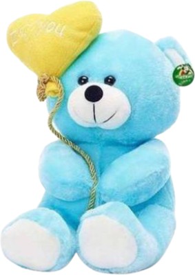 Toyhaven Adorable and pretty BLUE TEDDY with ' I LOVE YOU ' Balloon stuffed animal toy / plush toys for kids, birthdays, gifting/ Christmas and Valentine's special  - 25 cm(Blue)