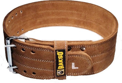 Rakso Power belt brown colour gym double wrap leather Back / Lumbar Support