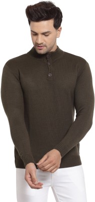 Style Quotient Solid High Neck Casual Men Green Sweater