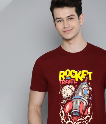 Semantic Typography Men Round Neck Red T-Shirt