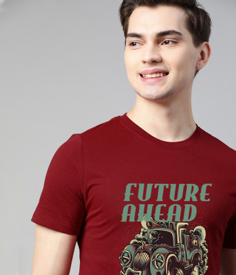 Semantic Typography Men Round Neck Red T-Shirt