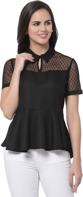 Style Quotient Casual Solid Women Black Top