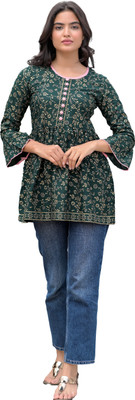 shobhit Casual Floral Print Women Green Top