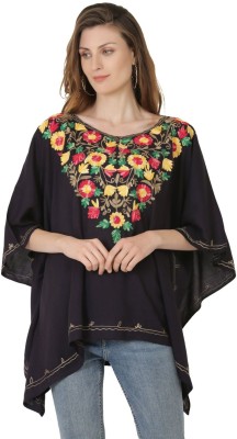 SAAKAA Casual Embroidered Women Blue Top