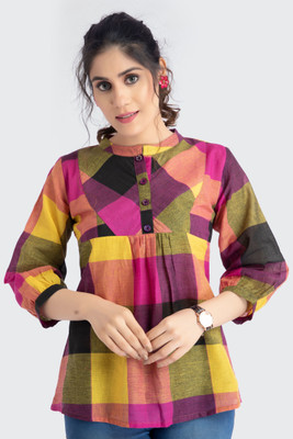 AMRUT VARSHA CREATION Casual Checkered Women Multicolor Top