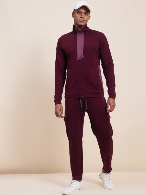 MASCLN SASSAFRAS Solid Men Maroon Track Pants