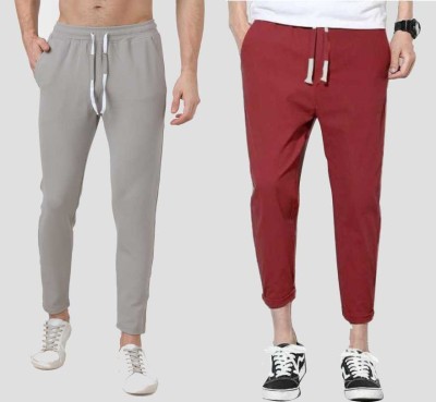 MODERNSSHOP Solid Men Maroon, Grey Track Pants