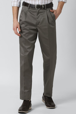 PETER ENGLAND Regular Fit Men Grey Trousers