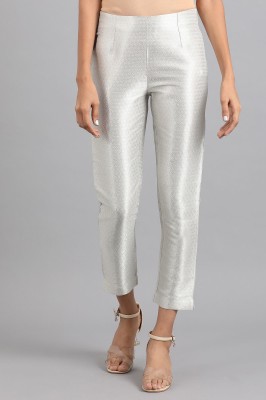 W Slim Fit Women Silver Trousers