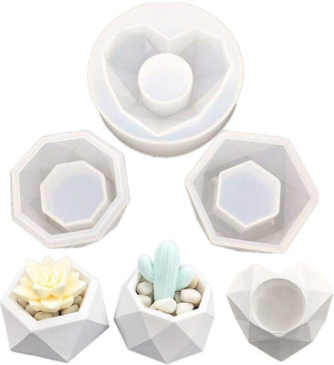 RakaEnterprises DIY Polygonal Heart Resin Casting Mold Silicone Craft Mold for Flower Planter