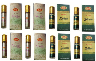 MONET 4 VANILA ATTAR 4 ATTAR BAKHOOR ,8 ML EACH, PACK OF 8 . Floral Attar(Rose)
