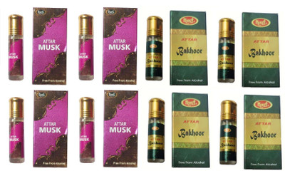 MONET 4 ATTAR MUSK 4 ATTAR BAKHOOR ,8 ML EACH ,PACK OF 8 . Herbal Attar(Musk)