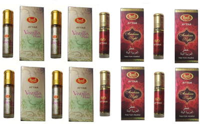 MONET 4 VANILA ROSE ATTAR ,4 ARABIAN NIGHT ATTAR , 8 ML EACH, PACK OF 8 . Herbal Attar(Rose)