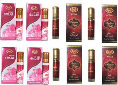 MONET 4 ATTAR GULAB , 4 ARABIAN NIGHT ATTAR, 8 ML EACH, PACK OF 8 . Floral Attar(Rose)