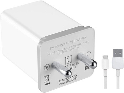 Akway 10 W 2.4 A Wall Charger for Mobile with Detachable Cable(White, Cable Included)