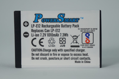 PowerSmart LPE12 Rechargeable  Pack Compatible with Canon EOS M,M10,M100,M200,Rebel SL1, EOS 100D,M50,M50 Mark II PowerShot SX70 HS Canon Camera   Battery