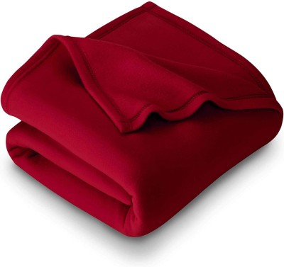 n g products Solid Single Fleece Blanket for  Mild Winter(Polyester, Red)