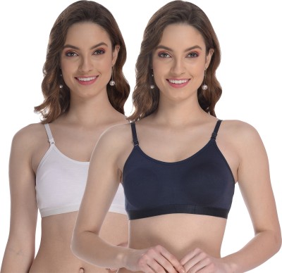 StyFun Sports Bra Women Sports Non Padded Bra(White, Blue)