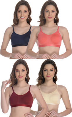 FIMS Women Cami Bra Non Padded Bra(Orange, Maroon, Blue, Beige)