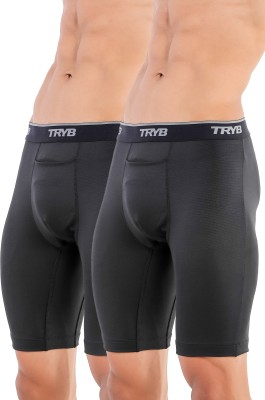 Tryb Men Men Sport Performance Active Long Leg Compression Shorts Trunk - 2 pack Brief