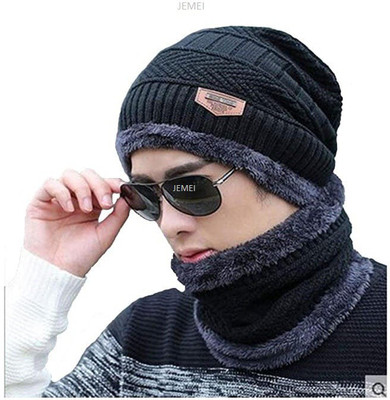 JEMEI Solid, Striped Beanie Cap(Pack of 2)