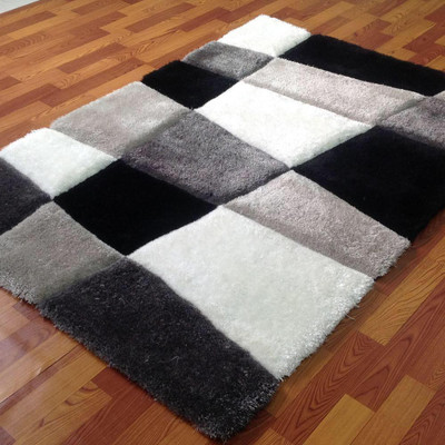 RM Handloom Black, White, Grey Polyester Carpet(7 ft,  X 5 ft, Rectangle)