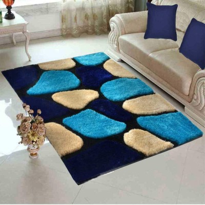 RM Handloom Beige, Blue, Multicolor Polyester Carpet(7 ft,  X 5 ft, Rectangle)