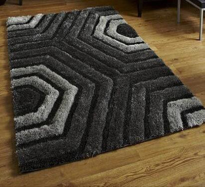 RM Handloom Grey Polyester Carpet(7 ft,  X 5 ft, Rectangle)
