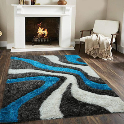 RM Handloom Multicolor, Blue, White Polyester Carpet(7 ft,  X 5 ft, Rectangle)