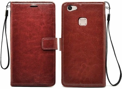 Casesily Flip Cover for Vivo Y83 Leather Wallet Case(Brown, Cases with Holder, Pack of: 1)