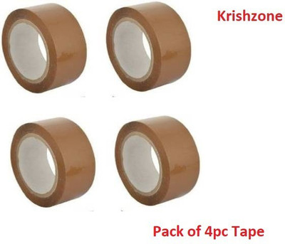 KRISHZONE Single Sided Handheld Cello Tape (Manual)(Set of 4, Brown)