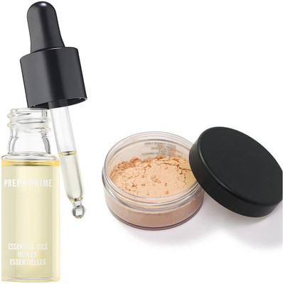 MYEONG Best Essential Oil Prep Prime vitamin A,D & E enriched Face Serum with natural matte finish compact loose powder(2 Items in the set)