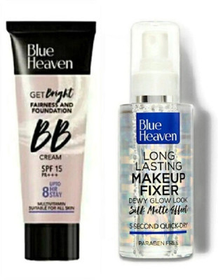 BLUE HEAVEN BB CREAM (30gm ) +LONG LASTING MAKEUP FIXER ( 60 ML ) COMBO PACK OF 2(2 Items in the set)