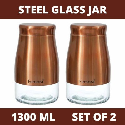 Femora Steel Grocery Container  - 1.3 L(Pack of 2, Gold)