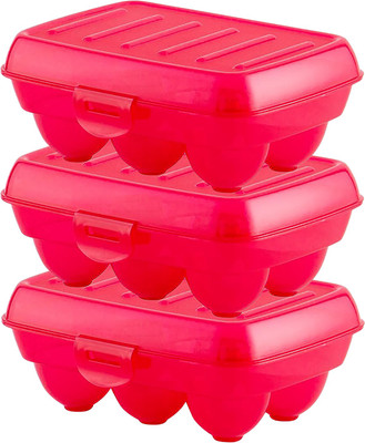 KUBER INDUSTRIES Plastic Egg Container  - 270 ml(Pack of 3, Pink)
