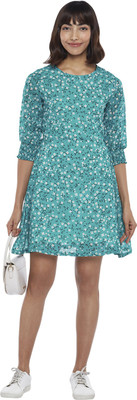 PEOPLE Women A-line Multicolor Above Knee/Mid Thigh Length Dress