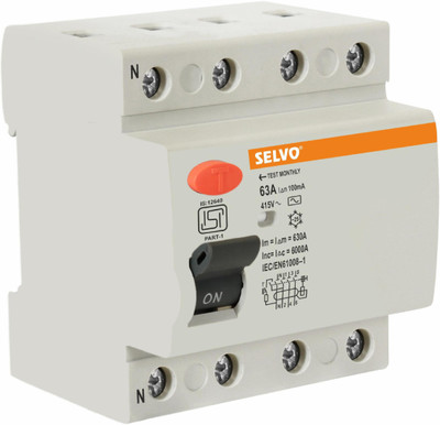 Selvo 63A FOUR POLE RCCB 100mA RCCB MCB(4)