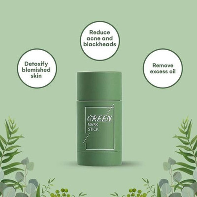 tanvi27 Solid Green Tea Purifying Clay Stick Mask Oil Control Anti-Acne Eggplant Solid Fine(40 g)