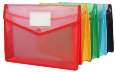 PEony Plastic Envelope Folder,Transparent Poly-Plastic Documents File Storage Bag with Snap Button Set of 5/Certificate File Holder/Document Folder for Certificates A4/Legal/Bag for Document(Set Of 5, Multicolor)