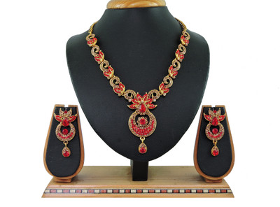 VATSALYA creation Alloy Gold-plated Red Jewellery Set(Pack of 1)