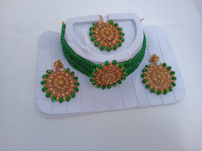 Manavkreation Alloy Green, Gold Jewellery Set(Pack of 1)