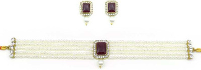 CATALYST Alloy Gold-plated White Jewellery Set(Pack of 1)